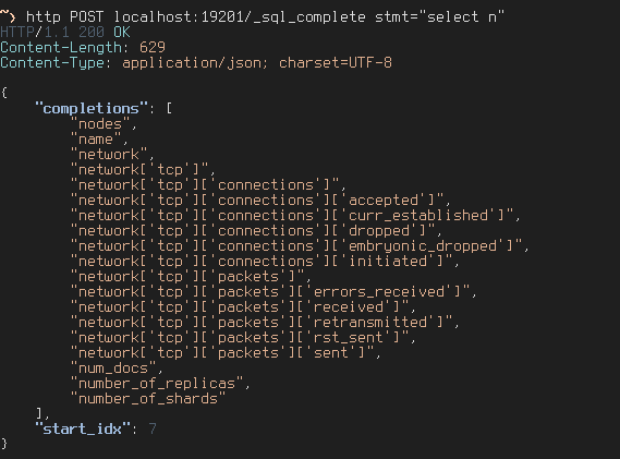 sql complete rest